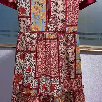 AELESEEN Bohemijos Medvilnės Vasaros Suknelė 2021 Aukštos Kokybės Moterų Raukiniai Žibintų Rankovės Gėlių Spausdinti Long Beach Holiday Dress