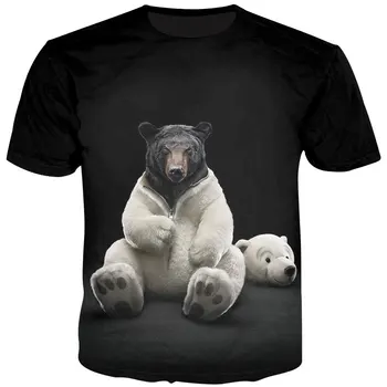 Cloudstyle 3D Spausdinimo Lokys T Marškinėliai Black Gyvūnų T Shirts Naujas Vasaros Mados T Marškinėliai Atsitiktinis Mielas Tees Viršūnes Trumpas Rankovės Viršų