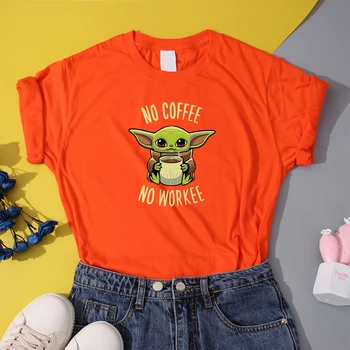 Kawaii Kūdikių Yoda marškinėliai Star wars Mandalorian Viršūnes Animacinių filmų Spausdinti Viršūnes Tees Vasaros Atsitiktinis marškinėliai 2021 Mielas Disney Marškinėliai