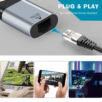 Pilka Tinklo Hub 1-Gigabit Aliuminio Lydinio Plug And Play Kompiuteriai, Kelionės Reikmenys, USB C Prie Eterneto Adapteris, Skirtas 