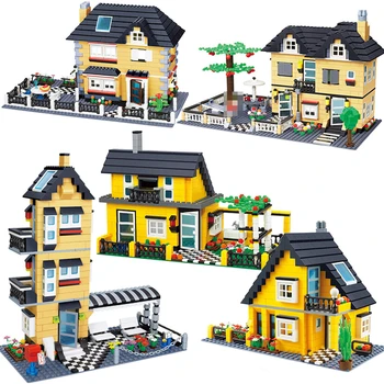 Wange Suderinama Miesto Architektūros modelis kapitalo statybos rinkiniai blokuoti vaikams, žaislai vaikams, plytos, Prancūzija vila kaime rinkiniai