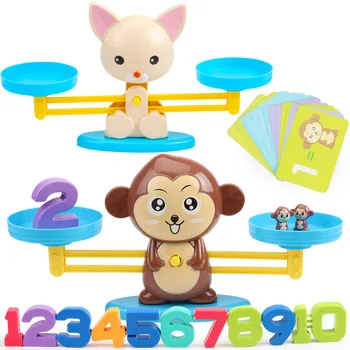 Beždžionė Katė Rungtynės Pusiausvyros Skalės Skaičius Pusiausvyrą Žaidimas Matematikos Rungtynės Žaidimo Lentos Žaislai Vaikams Švietimo Žaislas Sužinoti, pridėti ir atimti