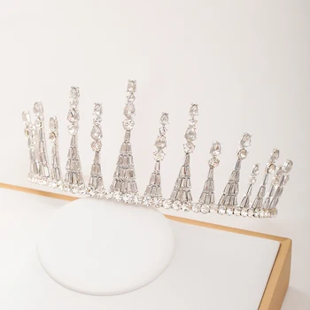 Vestuvių baroko crystal crown Tiara Nuotakos plaukų aksesuarų, Sidabro spalvos Vainikėliai Prom Nuotakos Šukuosena, Plaukų Papuošalai, papuošalai