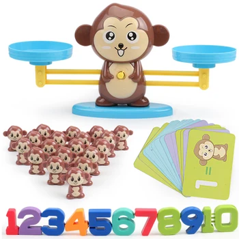 Beždžionė Katė Rungtynės Pusiausvyros Skalės Skaičius Pusiausvyrą Žaidimas Matematikos Rungtynės Žaidimo Lentos Žaislai Vaikams Švietimo Žaislas Sužinoti, pridėti ir atimti