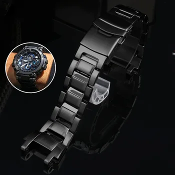 Už Casio MTG-B1000 Serijos Nerūdijančio Plieno Watchband Metalo Vyras Verslo dirželis Žiūrėti Diržo keitimas Sidabro Juoda