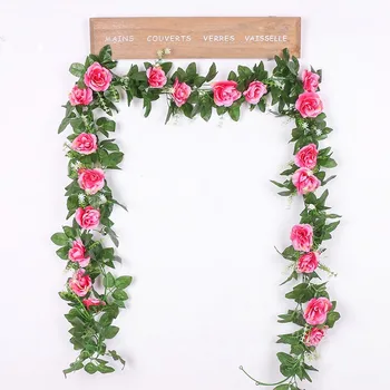 1 String Rose Dirbtinio Šilko Gėlių Vynuogių Kabo Gėlių Pintais Sienos Vestuvių Arch Girliandą Apdaila