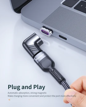 100W/5A Tipas-C USB Duomenų kabelio Jungtis Priimančiosios Adapterio Kabelį Greitai Įkrauti Alkūnė Magnetinė Jungtis, Skirta 