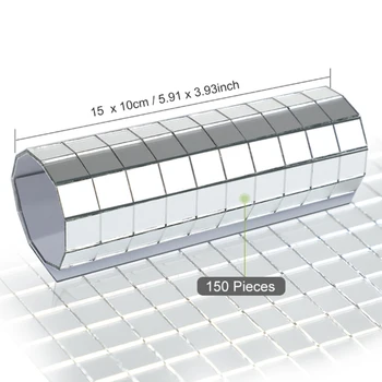 150Pcs 3D Veidrodžio Stiklo Siena Lipdukas Blokuoti 1x1cm Aikštėje Dekoro Namų Puošybai 