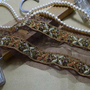 1M somelace pearl juostelės spalvų karoliukai, blizgučiai Audinys Gėlių Venise Venecijos Nėrinių Apdaila Aplikacijos, Siuvimo Amato w-a005