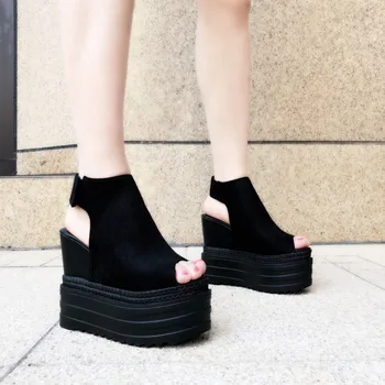 2019 m. vasarą naujų korėjos žuvies burną moterų batai su pleišto išaugo moterų sandalai keksas dugno storio Romos batai