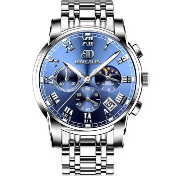 2020 BINKADA Mėnulio Fazės Kvarciniai Laikrodžiai 30M atsparus Vandeniui Data, Laikrodis Vyrų Sporto laikrodis Vyrams Kvarco Riešo Žiūrėti Relogio Masculino