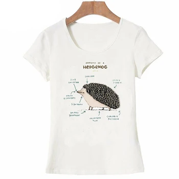 2020 Naujas vasaros Kawaii spausdinimo mergina T-Shirt Mielos Moterys t-shirt puikus Hedgejog dizainas, Stalviršiai, mados mergautinė atsitiktinis Tees