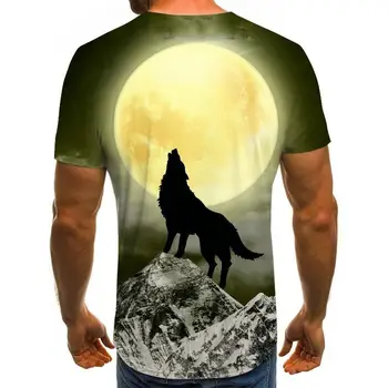 2020 Naujas Vasaros marškinėliai Vyrams Streetwear Apvalios Kaklo trumpomis Rankovėmis Tees Viršūnes Juokinga Gyvūnų Vyrų Drabužiai Atsitiktinis Wolf 3D Spausdinimo Marškinėlius