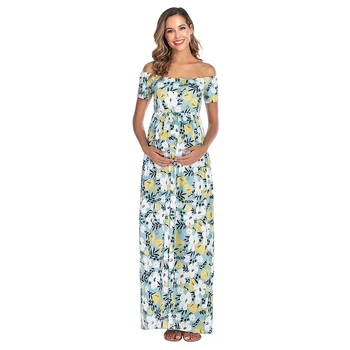 2020 Naujas Vasaros Motinystės Suknelės Už Nuotrauką Šaudyti Karšto Trumpas Rankovės Off-Pečių Spausdinti Motinystės Suknelė Nėščioms Suknelė