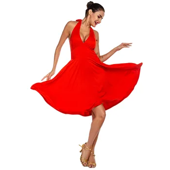 2020 Naujų Mergaičių Suaugusiųjų Šiuolaikinių Šokių lotynų Šokių Suknelė Tango Salsa Šokių Drabužiai Raudona Juoda Klostyti Vykdymo Etapą Nešioti XS-XL