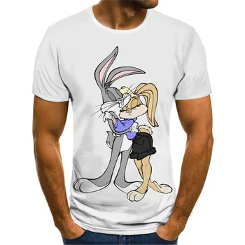 2021 Animacinių Filmų Lola Bunny Triušiai Grafinis T Marškinėliai Tee Vyrų Drabužiai Camisetas Viršūnes Ropa Hombre Vasaros Streetwear Camisa Masculina V