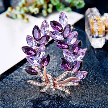 2021 Aukštos Kokybės Violetinė Crystal Gėlių Puokštė, Sagės, Segtukai, Prabangos Sages Moterims Dizaineris Papuošalai Dovana
