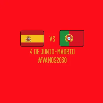2021 Ispanija Rungtynės Informacijos Ispanija Vs Portugalija Vamos2030 Pleistras Futbolo Ženklelis Šilumos Perdavimo Spausdinimo