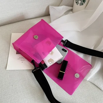 2021 korėjos Versija Candy Spalva Skaidri Mini Želė maišelį Pečių maišą Moterų Crossbody Krepšys Moterims Moteriški Bolsa Rankinės Vasaros