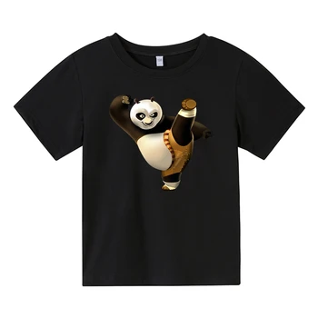 2021 Naujas Vasaros Prarasti kunfu Panda Mielas Vaikams, Drabužių Vaikams Mergina Trumpas Rankovės Animacinių filmų Spausdinimo T Marškinėliai Topai Berniukų Drabužiai