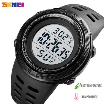 2021 SKMEI Sporto Laikrodžiai Vyrų Kūno Aplinkos Temperatūra Tracker Mens Sporto Signalizacijos LED Skaitmeniniai Laikrodžiai Vyras Vyrų Reloj Hombre
