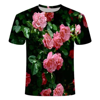 2021 t-shirt mados aukštos kokybės 3d spausdinimo t-marškinėliai, vyriški žiedai moterų mados trumparankoviai gėlių marškinėliai atsitiktinis marškinėliai