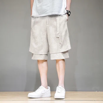 2021 Vasaros Kinų Stiliaus Medvilnės Skalbiniai Šortai VYRIŠKI Drabužiai Laisvi Plus Size Sporto Kelnės Harajuku Atsitiktinis Tiesiai Sweatpants