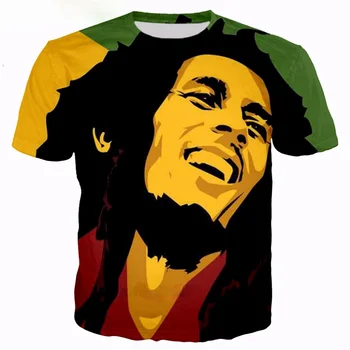 2021 Vasaros Mados Nauja Hip-Hop T-shirts Reggae Iniciatorė, Bob Marley 3d Spausdinimo Vyrų, Moterų Atsitiktinis O-Kaklo Marškinėliai