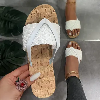 2021 vasaros naują stilių namų austi šlepetės sandalai fifo ponios išorinis dėvėti butas paplūdimio sandalai ir šlepetės