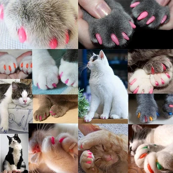 20pcs Cute Kačių Nagų Dangteliais,Spalvinga Naminių Kačių Minkšti Nagai, Nagų Apima Kačių Nagai su Klijais ir aplikatorius baltymus Katės Produktų Katė