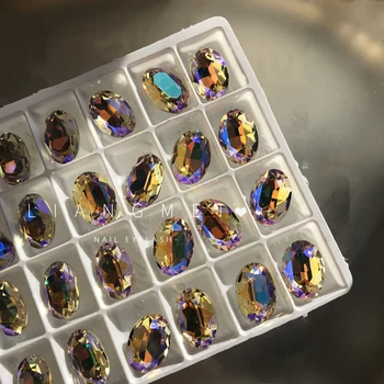 20pcs/maišelį Nagų stiklo akmenų pakabukai 3D cirkonio 4 spalvų, gali pasirinkti Nagų dailės ovalo formos pavyzdys AB manikiūro JZ29