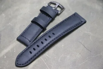 22mm 24mm juoda Aukštos kokybės Universalus dirželis Žiūrėti natūralios odos Žiūrėti juostos Panerai Omega Seiko Rolex watchbands Apyrankė