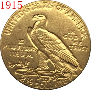 24-K auksu 1915 $2.5 AUKSO Indijos Pusę Erelis Monetos Kopija