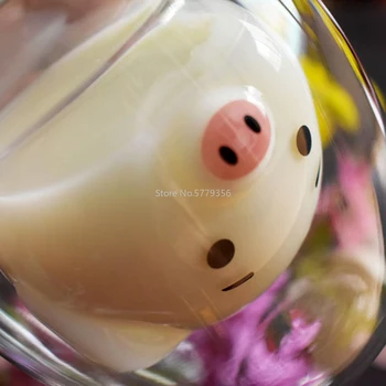 250ML Animacinių filmų Kiaulių Dvigubo sluoksnio Stiklo Mielas Gyvūnų Kavos Puodelis Dvigubo sluoksnio Anti-plikyti Pienu Pusryčiai Taurės Juokinga Puodeliai