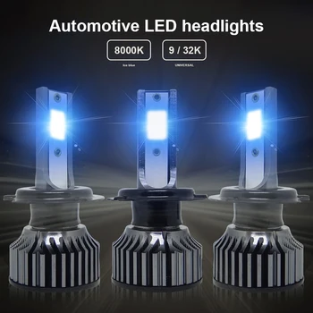 2VNT Automobilių H7 LED Žibintų Lemputės 12-24V Automobiliu LED Žibintai 8000K Ice Blue 8000LM Itin Šviesus COB Žibintai IP68 Vandeniui Lemputė