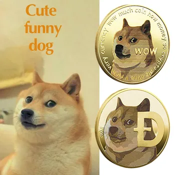 2vnt Doge Monetas Aukso Dogecoin Progines Monetas Kawaii Šuo Shiba Inu Žinomas Šypsenėlių Surinkimo Atminimo Suaugusiems Vaikams Žaislai