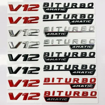 2vnt Sparno Emblema 4matic-Lipdukas 3D Metalo Automobilių Lipdukas V12 BITURBO Logotipas Logotipas Ženklelis Galinės Automobilio Lipdukas stilius