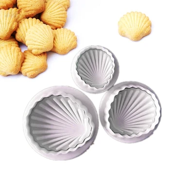 3 Vnt/Set Sea Shell 3D Formos Minkštas Pelėsių Pyragas Apdaila Priemonė, Šokolado, Sausainių Silikono Forma 