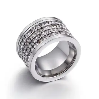 316L Nerūdijančio Plieno, Pažadas Žiedas Crystal AAA Cirkonis Dalyvavimas Vestuvių Juostoje Žiedai moterims Pirštu, Šaliai, Papuošalai