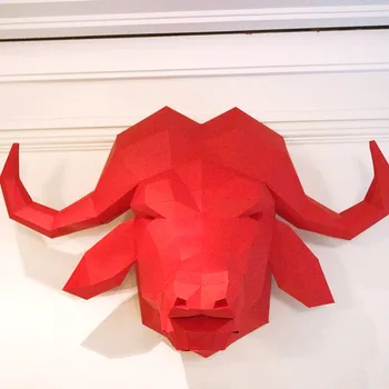 3D Popieriniai Buffalo Karvės Jaučio Galva papercraft namų dekoras, kambario sienų apdaila Galvosūkiai Švietimo 