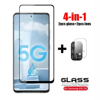 4-in-1 stiklinė Samsung Galaxy A52 5G Visiškai Padengti Grūdinto Stiklo A32 A72 A51 Fotoaparato Objektyvą Screen Protector For Samsung A52 Stiklo