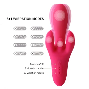 4 motorinių klitorio Sulankstomas vibratorius, Skirtas moterims, 8+6 vibracijos dažnį moterų vibratorių Saugios, patogus ir minkštas su restorano langą