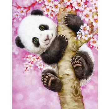40x30cm Mielas Animacinių filmų Panda Vyšnių Medžio Diamond Tapybos 5D Turas Dervos Diamond Kryželiu Namų Dekoro Tapyba