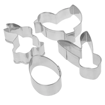 4pcs Nustatyti Nerūdijančio Plieno Kepimo Slapukas Pelėsių Velykų Virtuvės 3D Cookie Cutter 