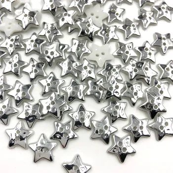 50/100VNT 12MM Silver Star 2 Skyles Plastikinės Sagos, Vaikų Drabužiai, Siuvimo Reikmenys 