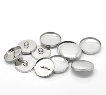 50 Rinkiniai Aliuminio Tonas Karka Vielos Galinį Dangtelį, Metaliniai Mygtukai Rankų darbo Rezultatai 24mmx24mm(1