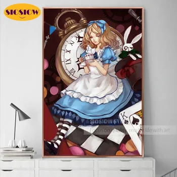 5d Diamond Tapybos kvadratiniu Nustatyti Animacinių filmų Alice In Wonderland Diamond Siuvinėjimo Kryželiu Namų Puošybai Mergaičių Kambario Dekoro