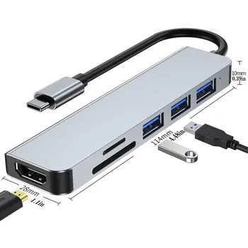 6 1Rankman C Tipo HDMI-suderinama 4K USB-C 3.0 Adapteris Centru 