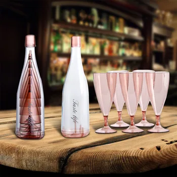 6 Gabalus Kelionės Nešiojamų Šampano Stiklo Nustatyti Šalto Gėrimo Sulčių Puodelis Skaidraus Plastiko Puodelio Raudonojo Vyno Taurė Goblet Baro Reikmenys