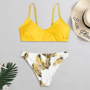 68 # 2021 Moterims Gėlių Atsitiktiniai Spausdinti Bikini Komplektas, Push-Up maudymosi kostiumėlį Paplūdimio Kamšalu maudymosi Kostiumėliai, 2vnt Seksualių Moterų Vasaros maudymosi Kostiumėliai, Bikini